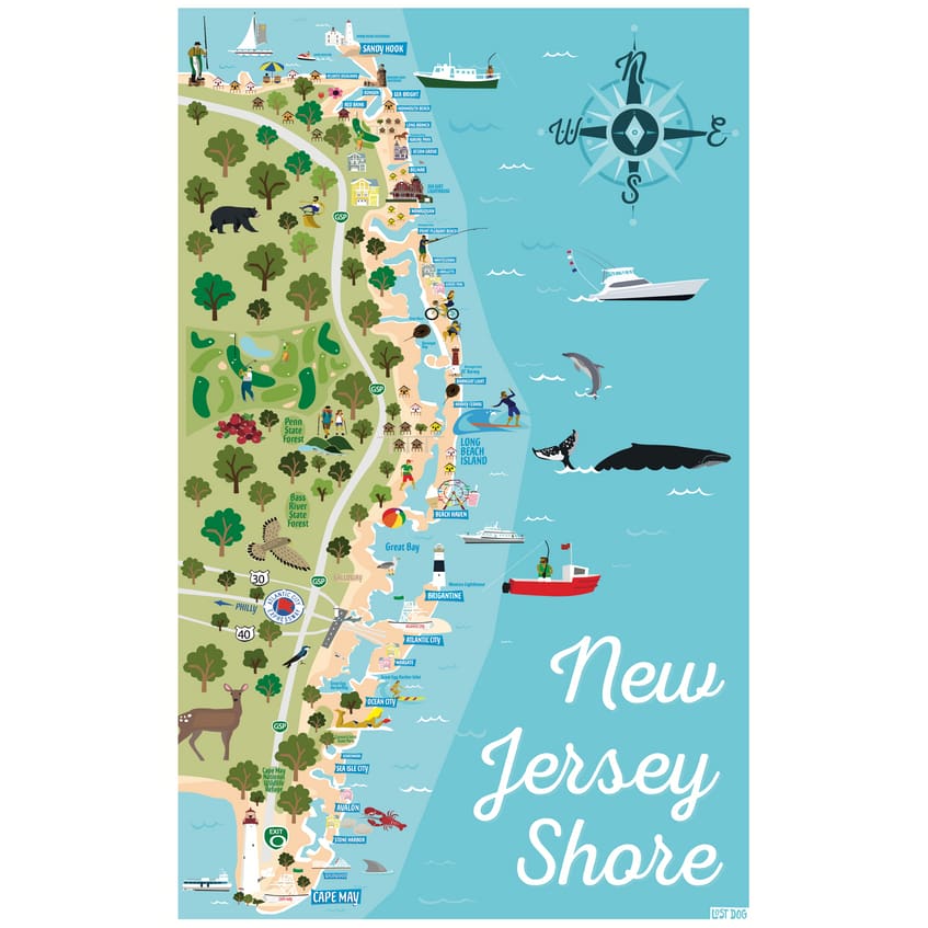 NJ Themed Digital Prints 11’’ x 17’’ Unframed - NJ Shore illustration - Prints & Artwork
