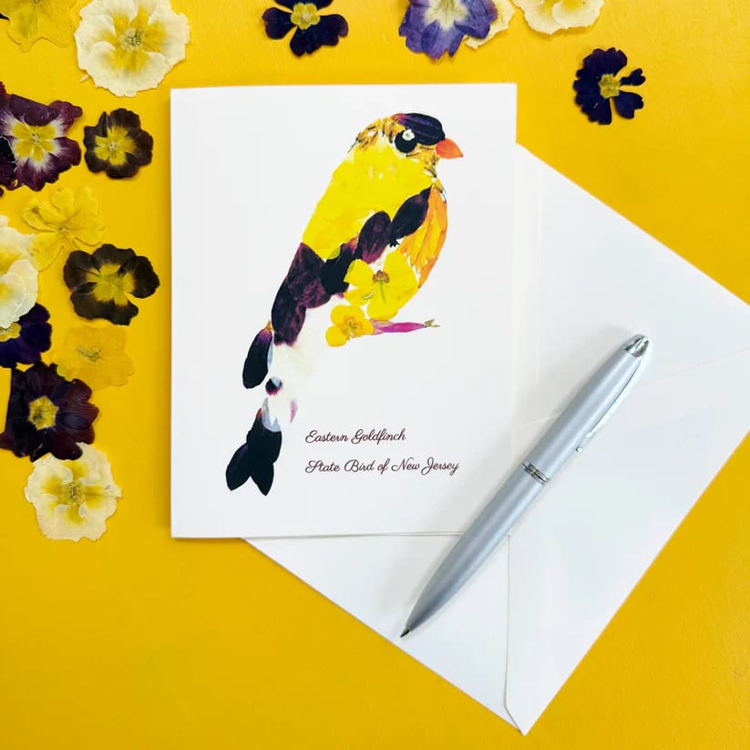 NJ-Themed Floral Greeting Cards - Floral Goldfinch - NJ State Bird - Books & Cards