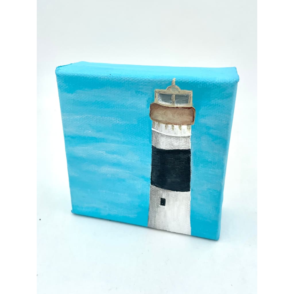 Original Wood Block Canvas Paintings (4’’x4’’) - Absecon Lighthouse - Jewelry