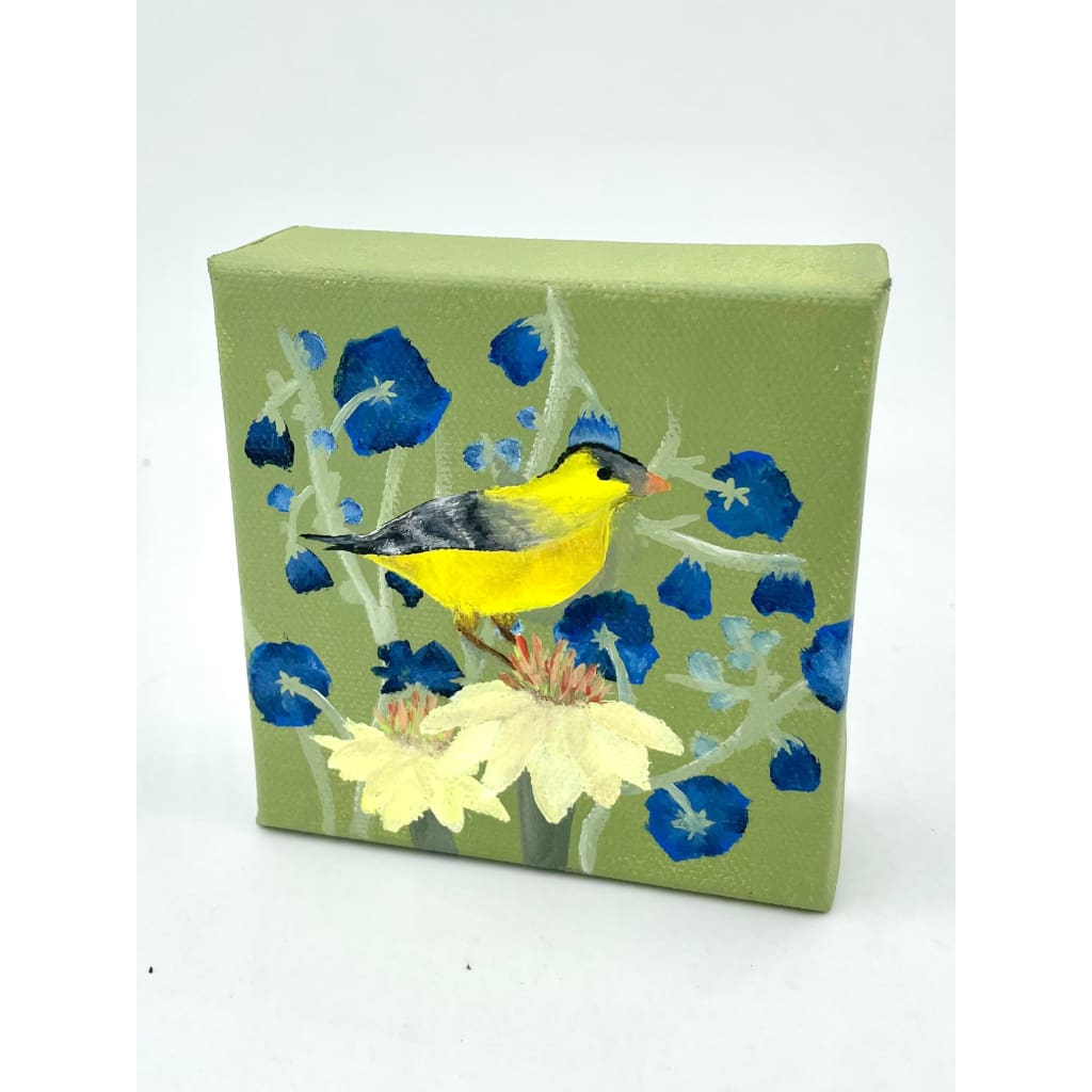 Original Wood Block Canvas Paintings (4’’x4’’) - NJ Goldfinch - Jewelry