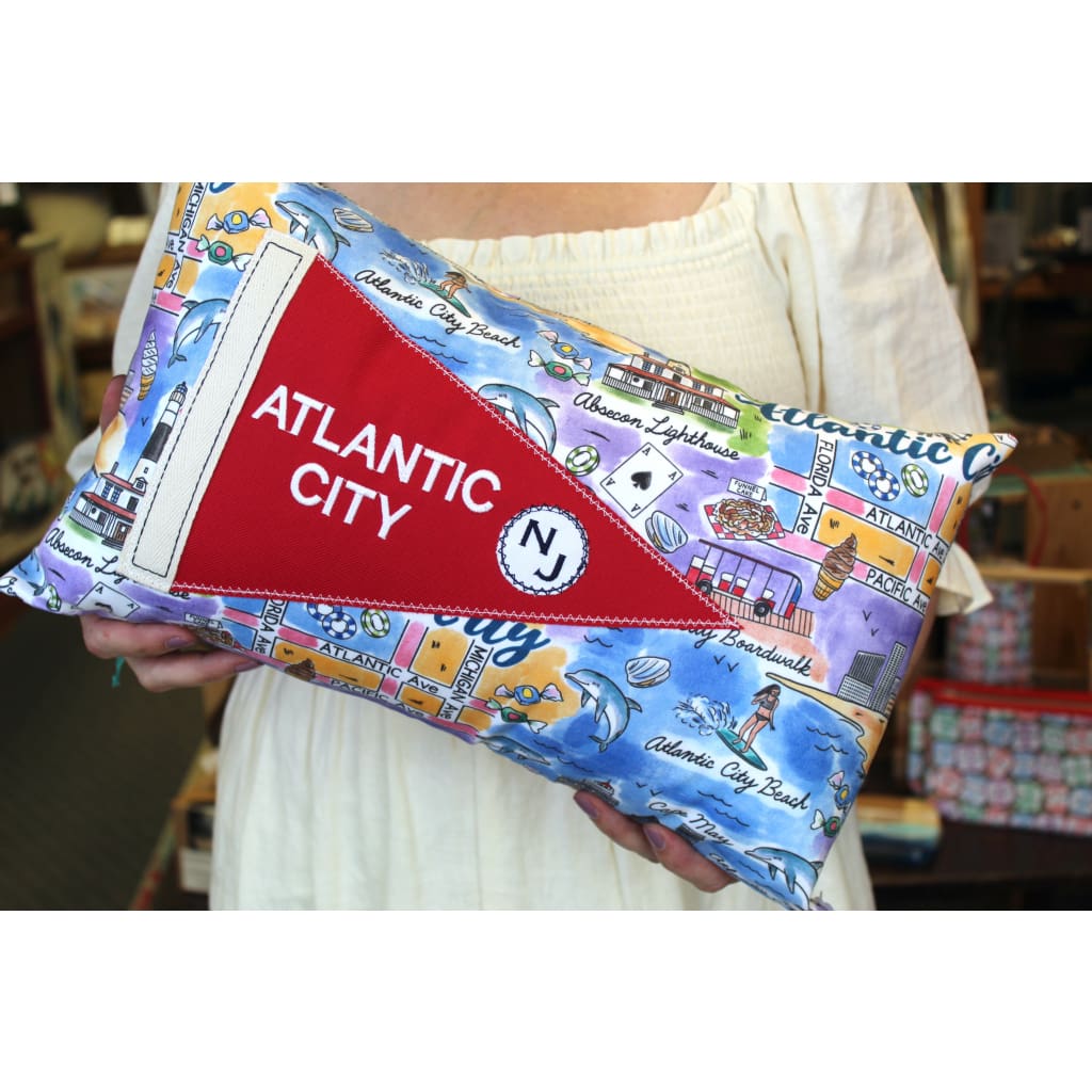 Pennant Flag Pillow on NJ fabric - Atlantic City - Apparel & Accessories