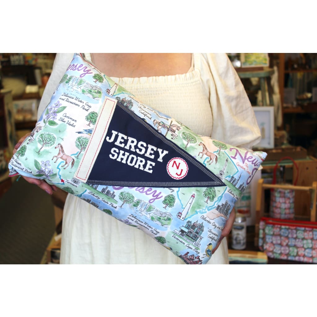 Pennant Flag Pillow on NJ fabric - Navy Jersey Shore - Apparel & Accessories