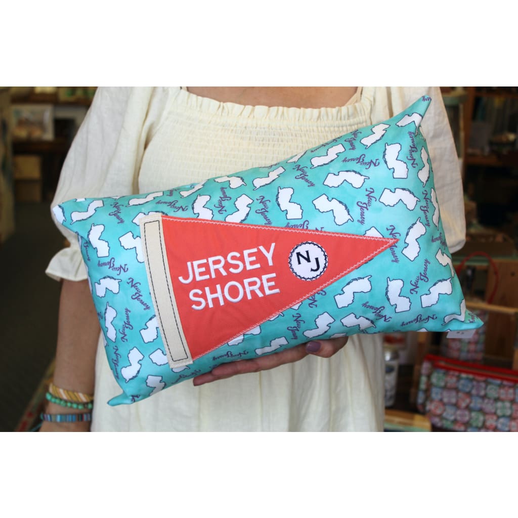 Pennant Flag Pillow on NJ fabric - Red Jersey Shore - Apparel & Accessories