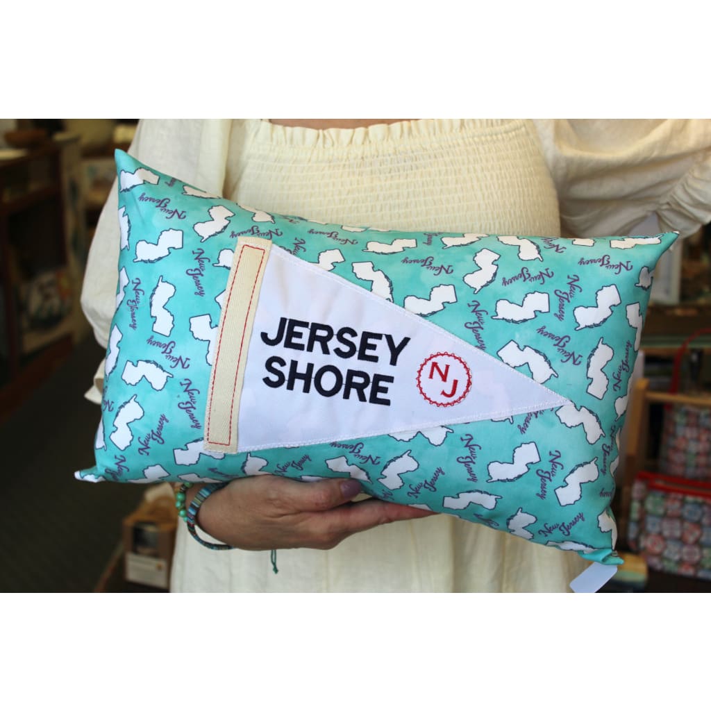 Pennant Flag Pillow on NJ fabric - White Jersey Shore - Apparel & Accessories