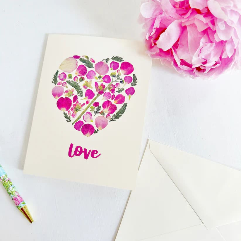 Pressed Flower Collage Greeting Cards - Botanical Love - Books & Cards