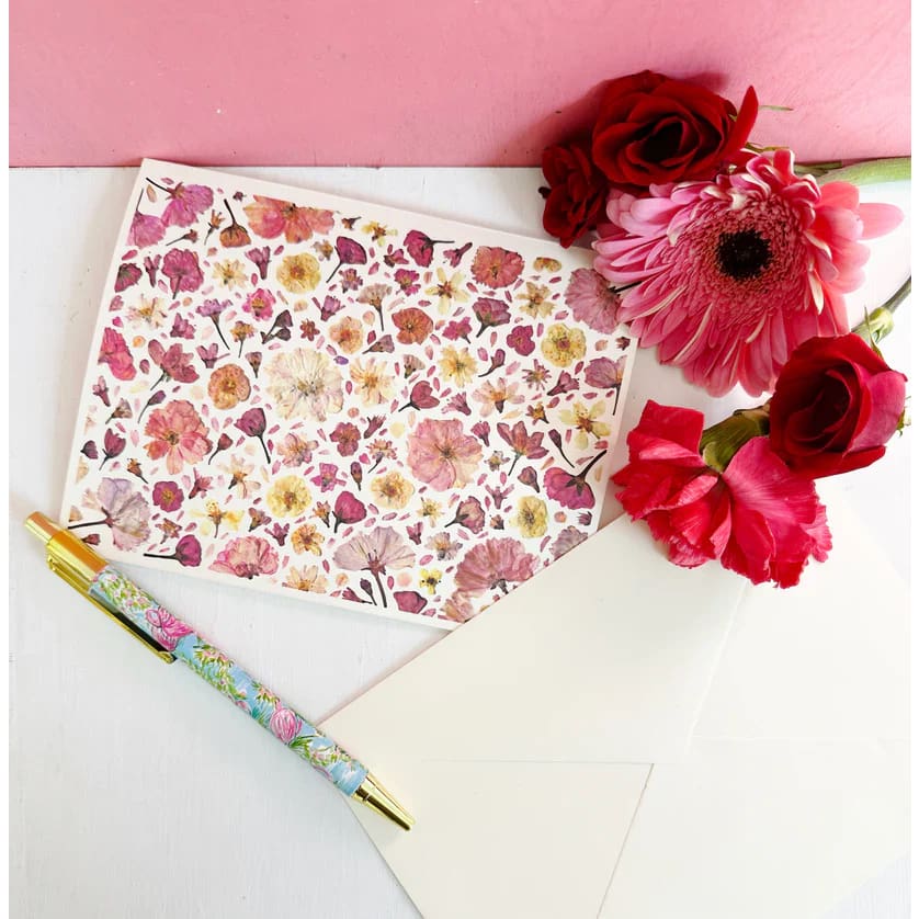 Pressed Flower Collage Greeting Cards - Cherry Blossoms Tapestry - Books & Cards