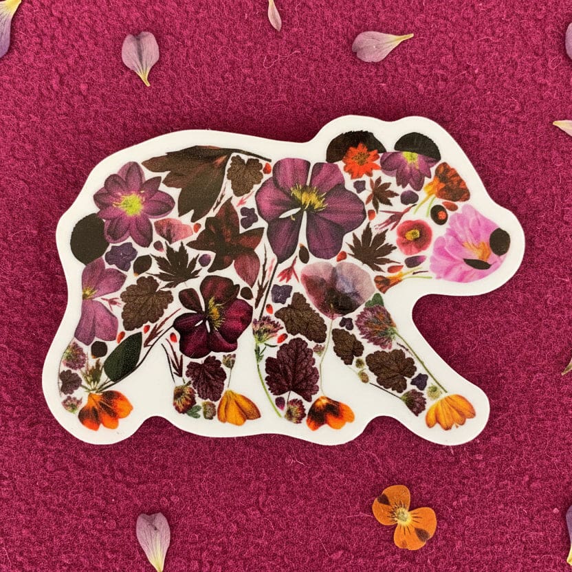Pressed Flower Print - Vinyl Stickers - Bear - Sticker