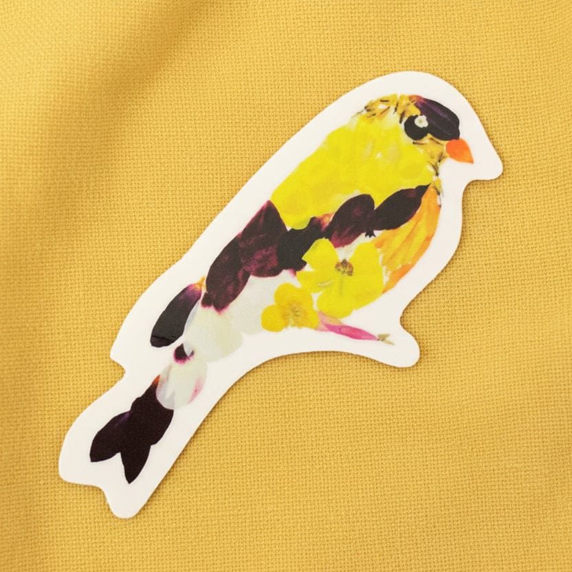 Pressed Flower Print - Vinyl Stickers - Goldfinch - NJ State Bird - Sticker