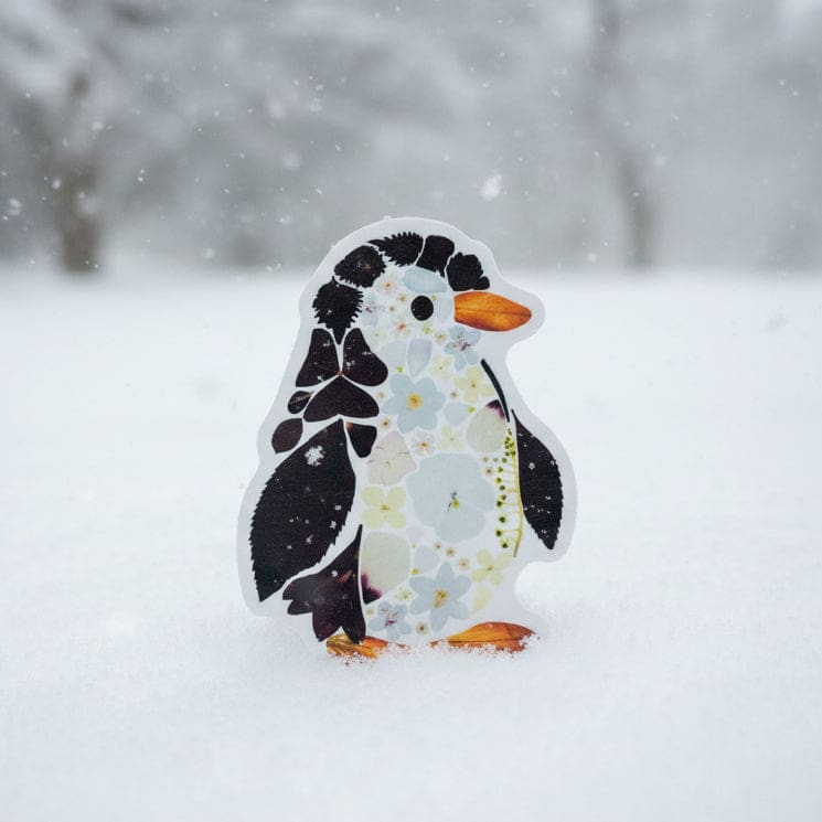 Pressed Flower Print - Vinyl Stickers - Penguin - Sticker