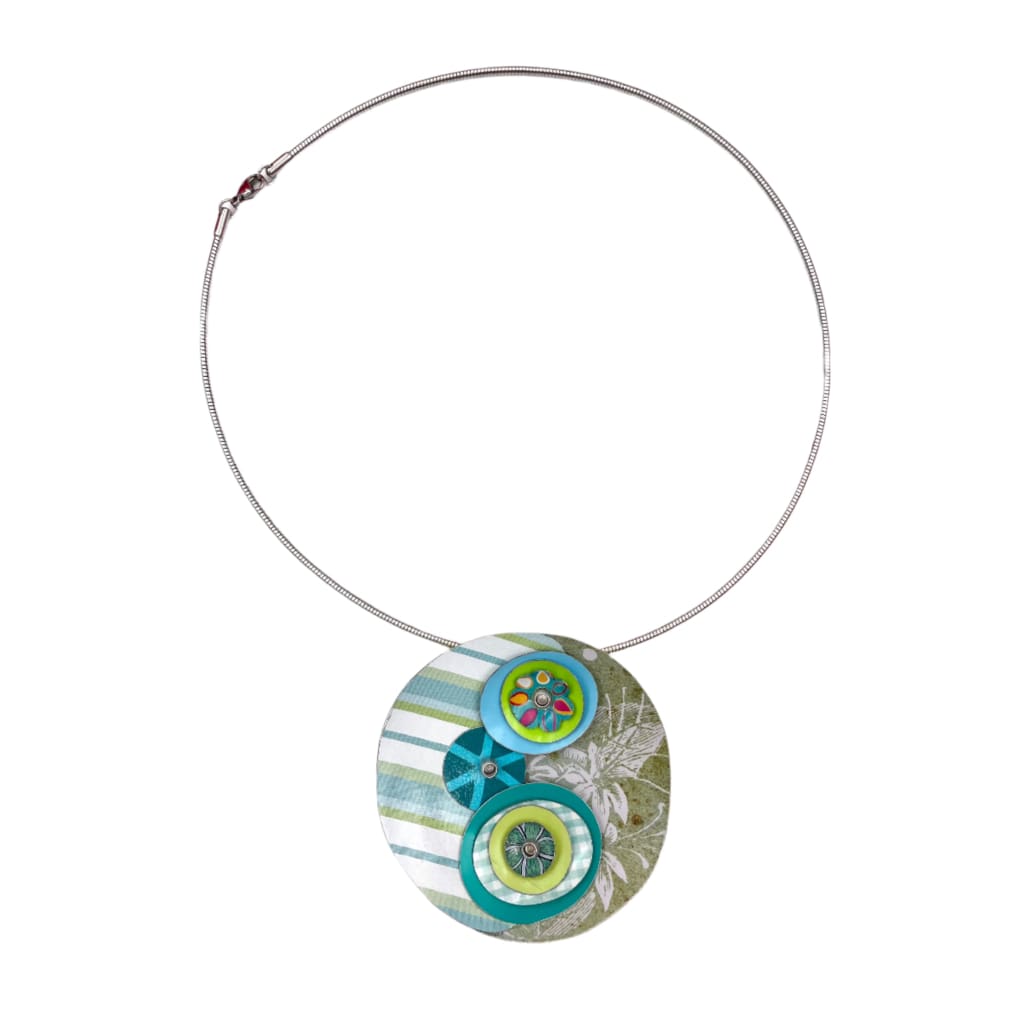 Recycled Tin Necklace with Stainless Steel Cable - Jewelry