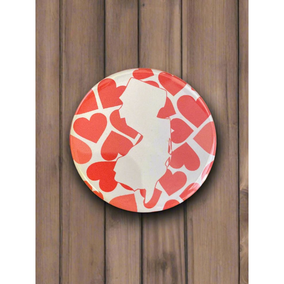 Round NJ-Themed Fridge Magnet - Jersey Hearts - Home &amp; Lifestyle