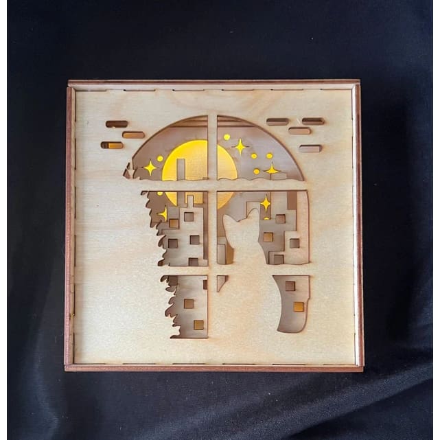 Scenic Lightbox - Cat sitting in window - Distinctive Gift