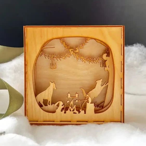 Scenic Lightbox - Xmas Campfire Art - Distinctive Gift