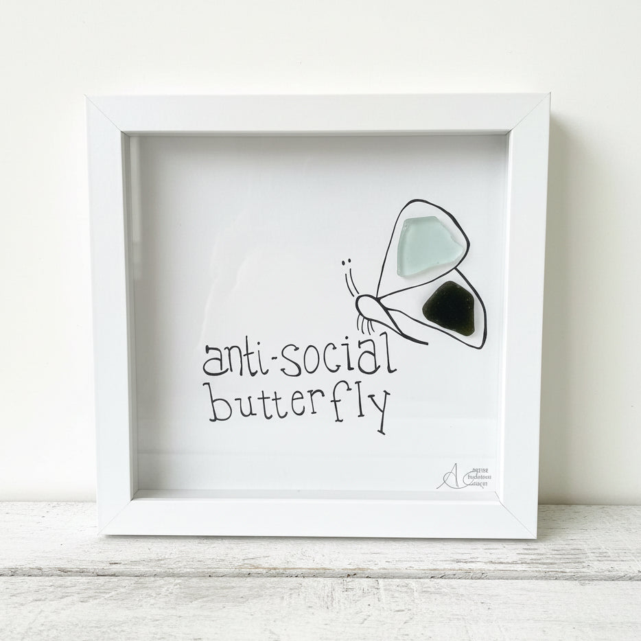 Sea Glass Art - Animal Themed - Anti-Social Butterfly - Housewares