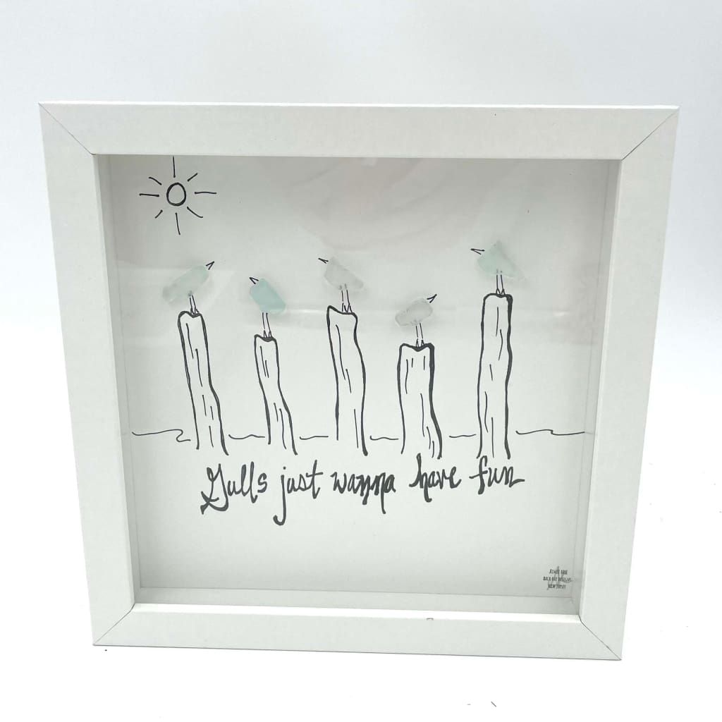 Sea Glass Art - Animal Themed - Gulls Wanna Have Fun - Housewares