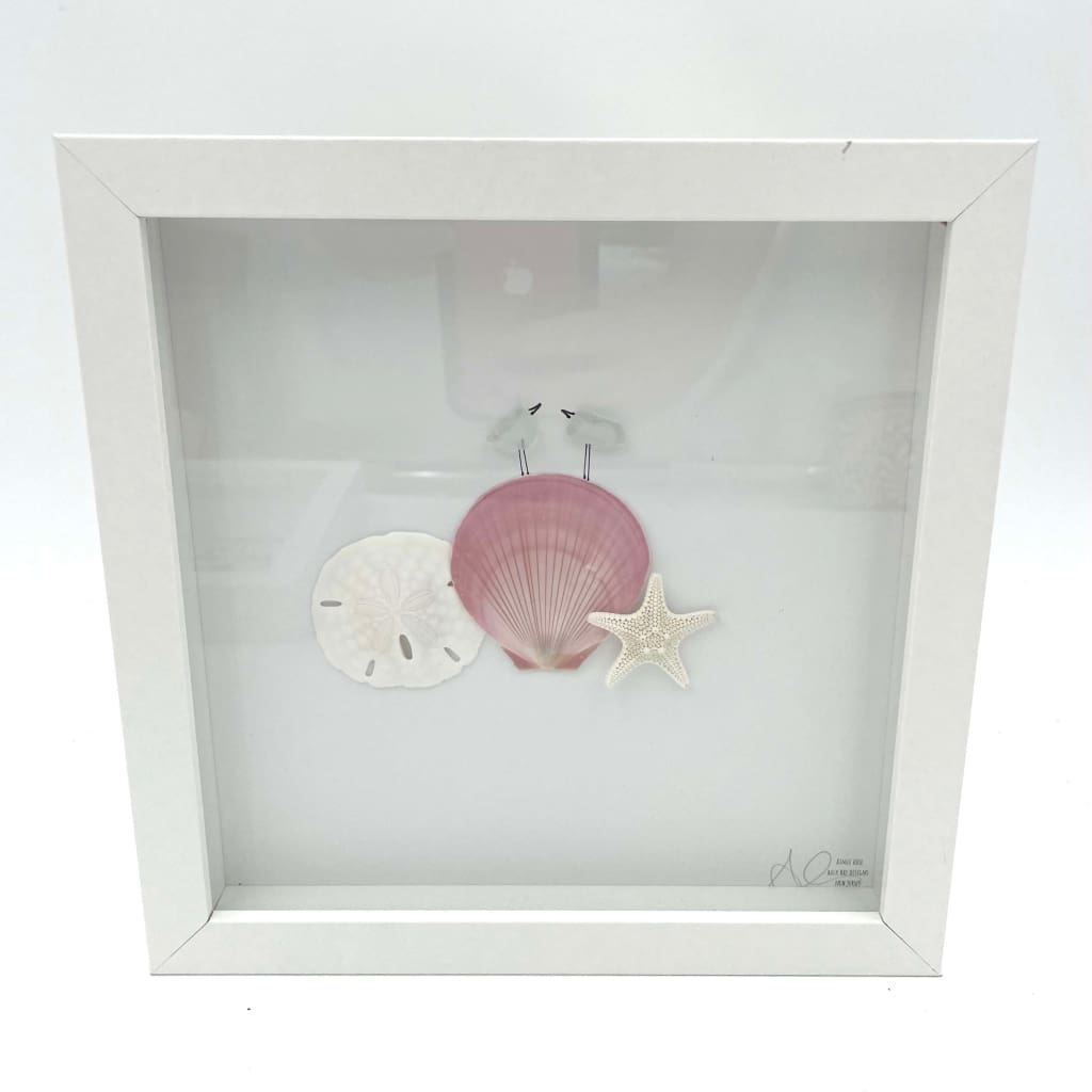 Sea Glass Art - Animal Themed - Shells w/ 2 Birds - Housewares