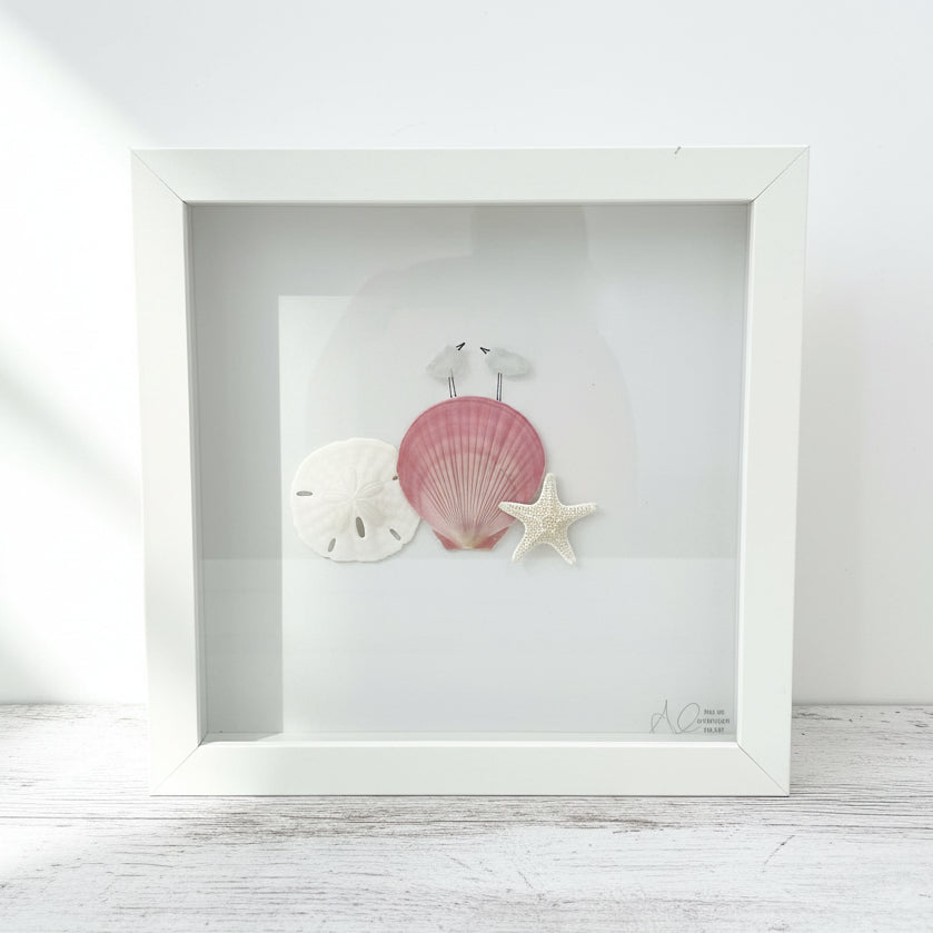 Sea Glass Art - Animal Themed - Shells w/ 2 Birds - Housewares