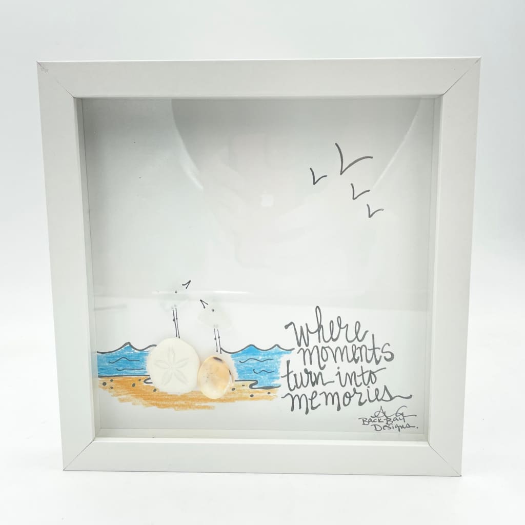 Sea Glass Art - Animal Themed - Where Moments Turn into Memories w/ Birds - Housewares