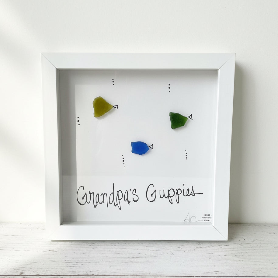 Sea Glass Art - Family Themed - Gpa’s Guppies - Housewares