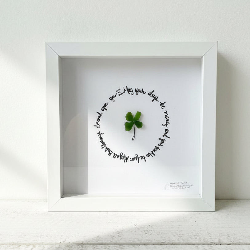 Sea Glass Art - Friendship Themed - Clover Blessing - Housewares