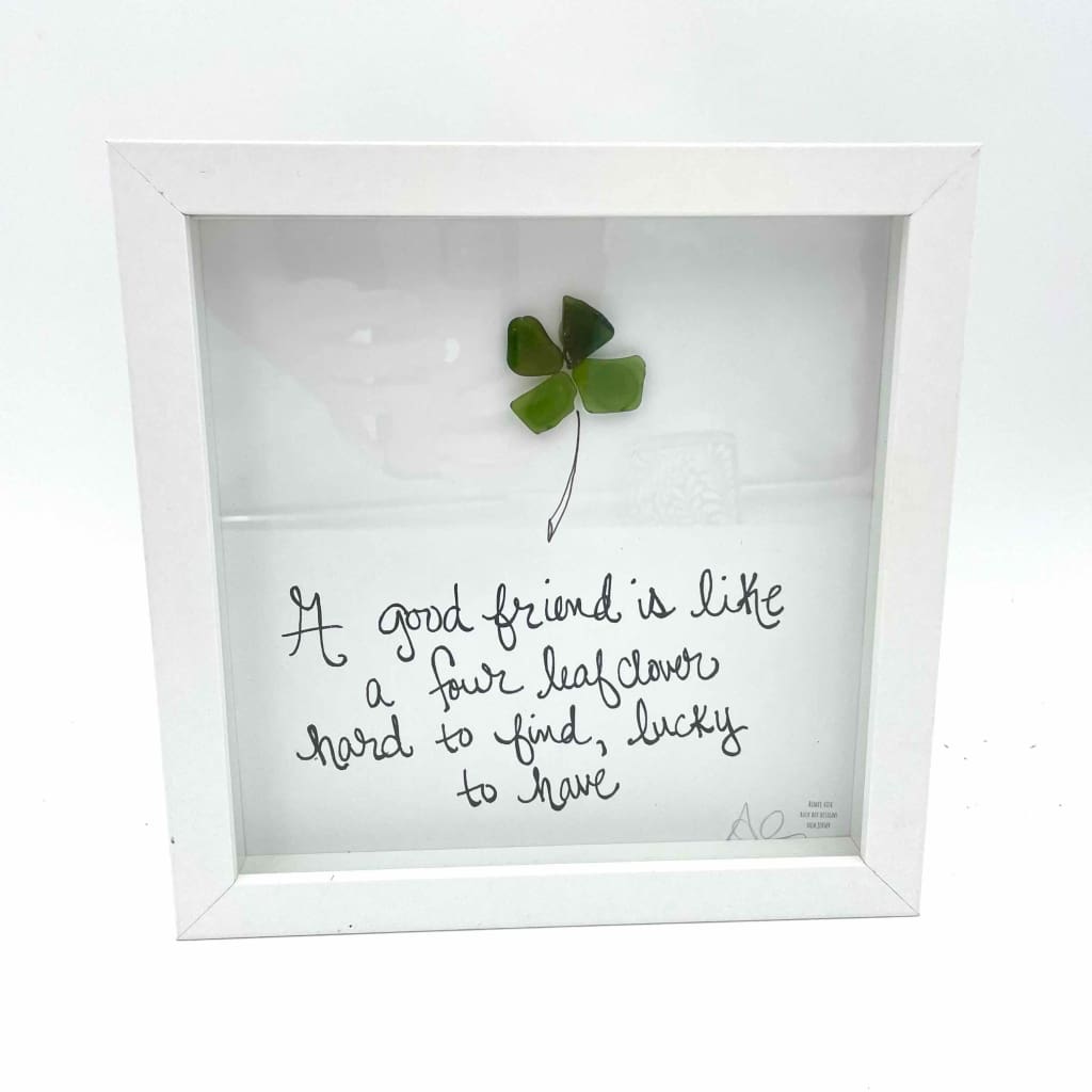 Sea Glass Art - Friendship Themed - Clover Friend - Housewares