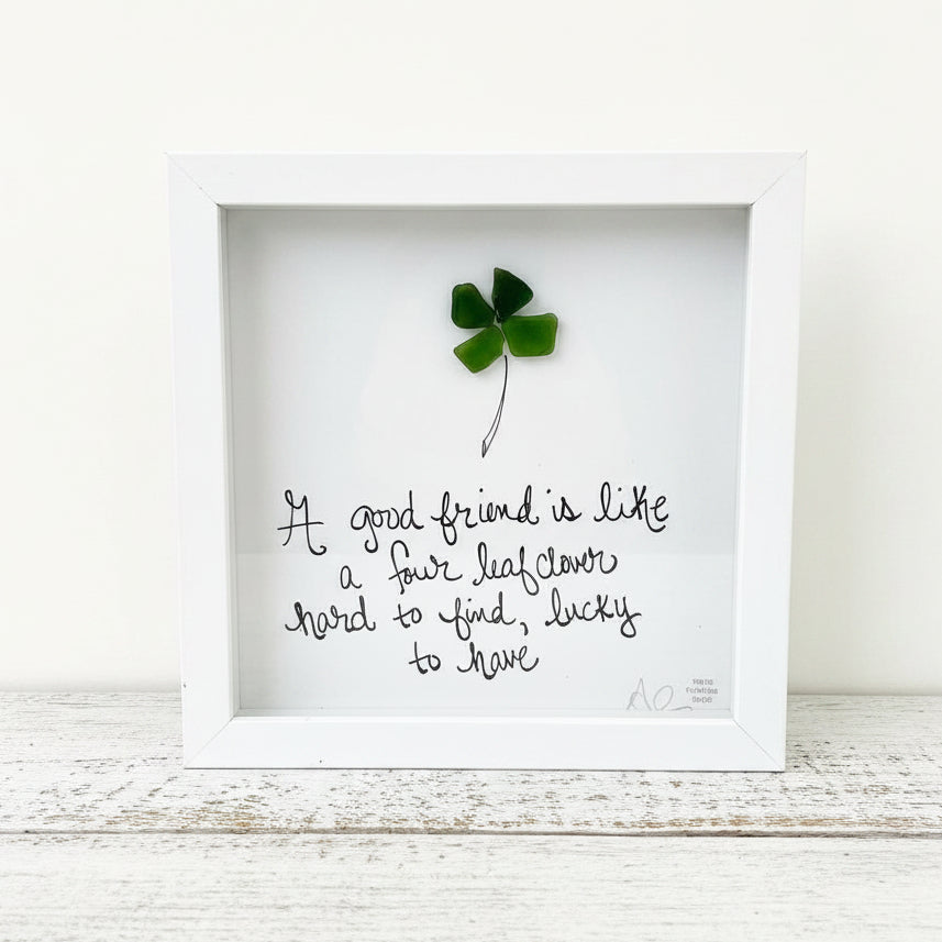 Sea Glass Art - Friendship Themed - Clover Friend - Housewares