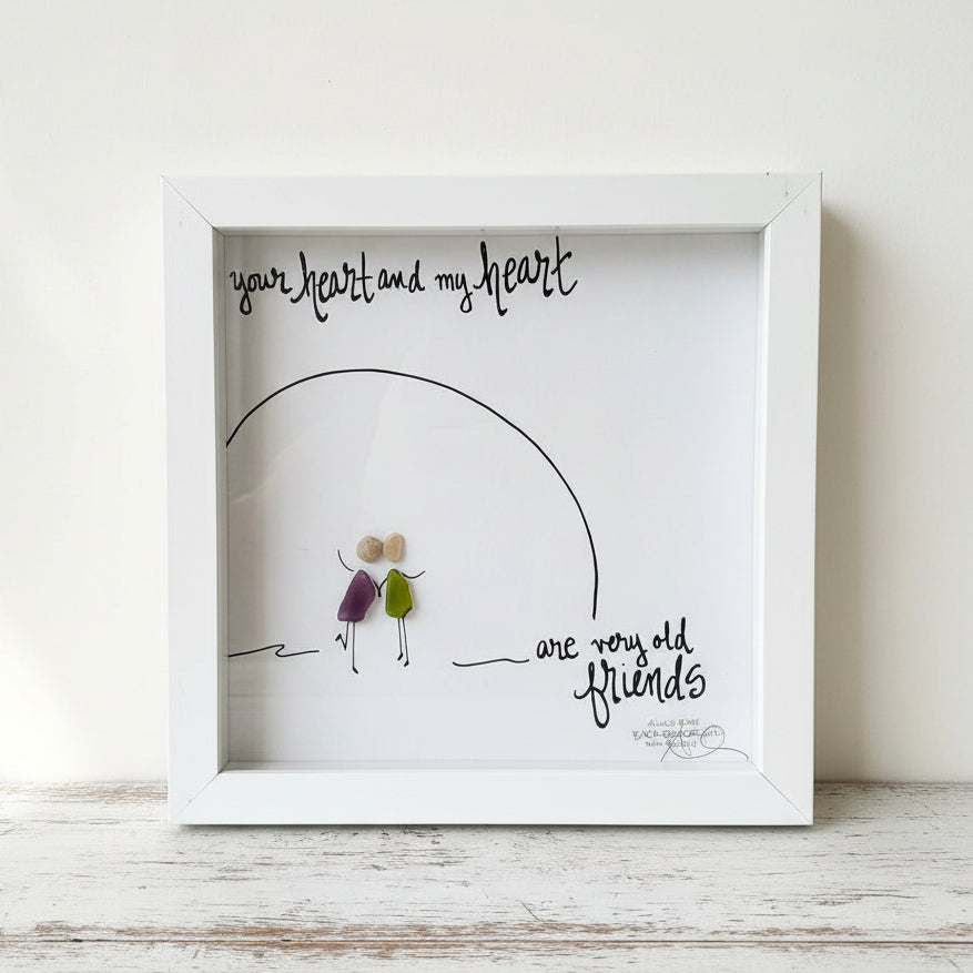 Sea Glass Art - Friendship Themed - Old Friends - Housewares