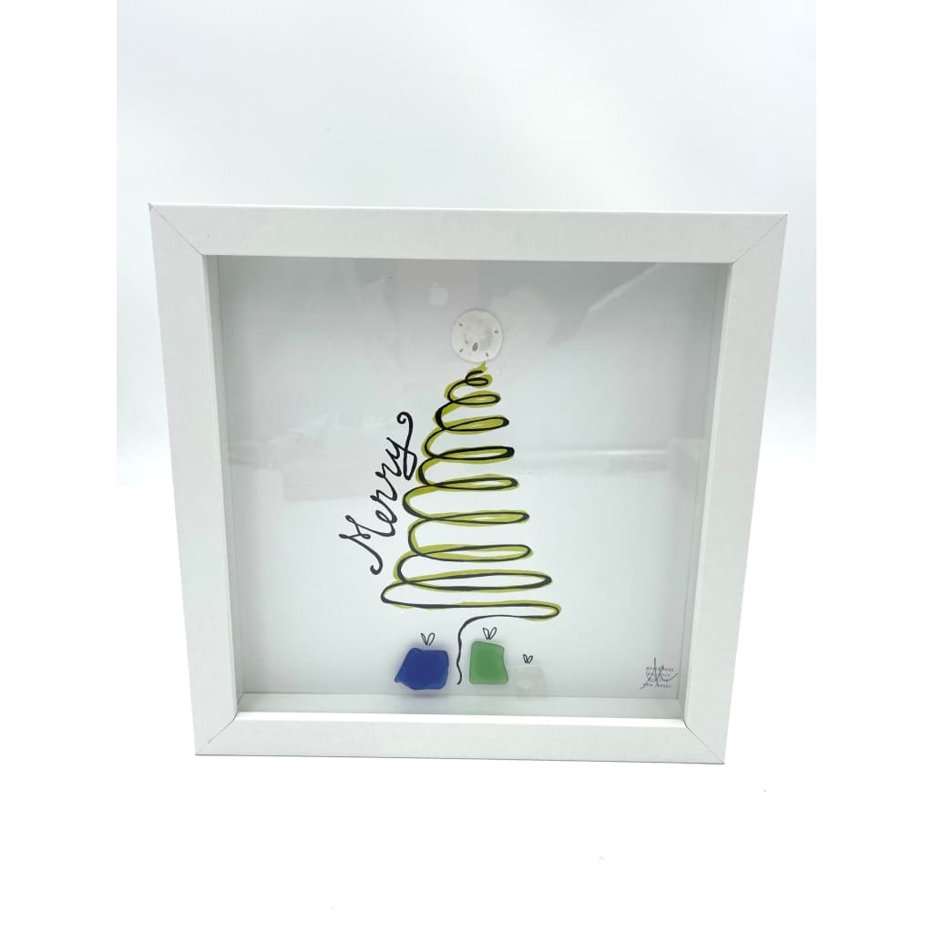Sea Glass Art - Holiday Themed - Merry Tree with Gifts - Home & Garden