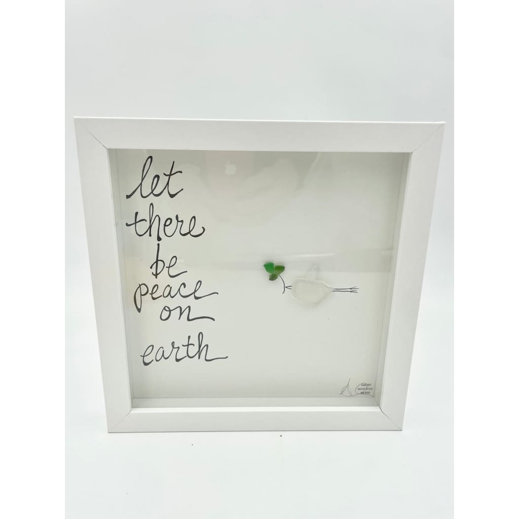 Sea Glass Art - Holiday Themed - Peace on Earth Dove - Home & Garden