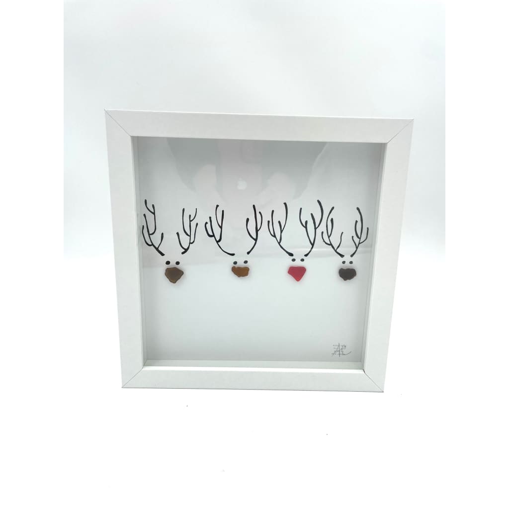 Sea Glass Art - Holiday Themed - Rudolph - Home &amp; Garden