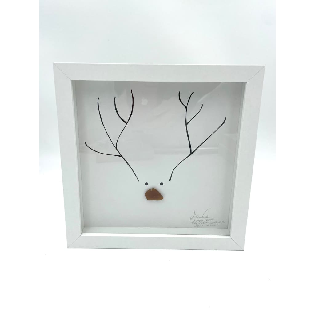 Sea Glass Art - Holiday Themed - Single Reindeer - Home & Garden