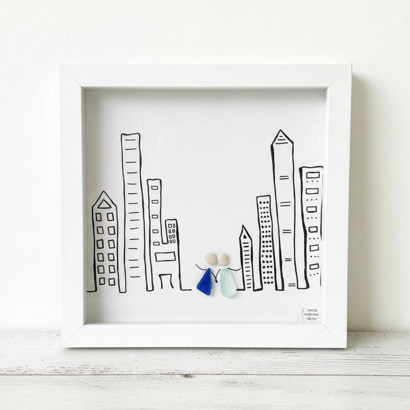 Sea Glass Art - Love Themed - City Skyline - Housewares