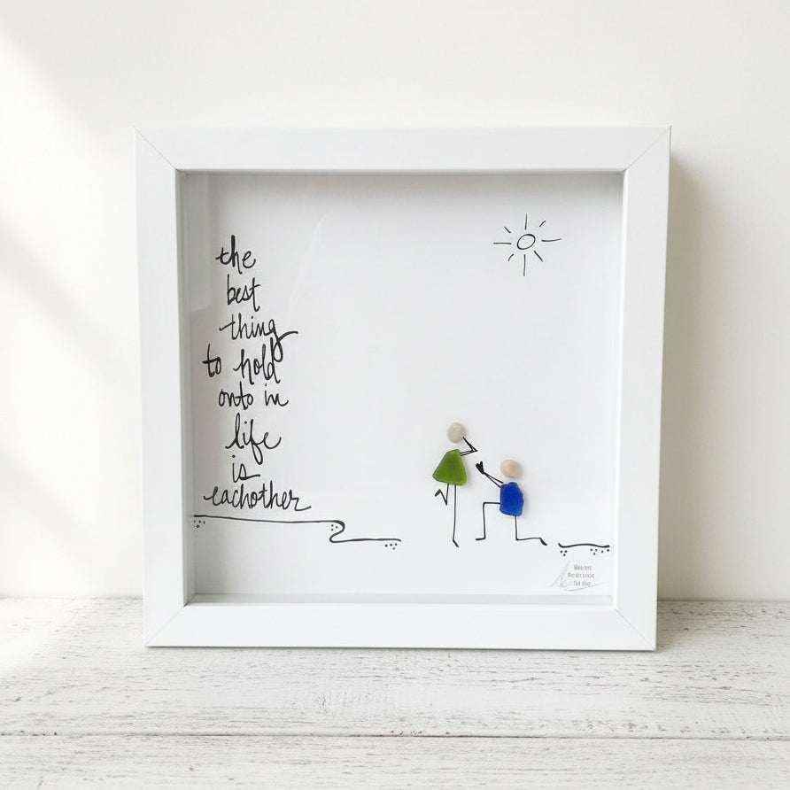 Sea Glass Art - Love Themed - Engagement - Hold Onto - Housewares