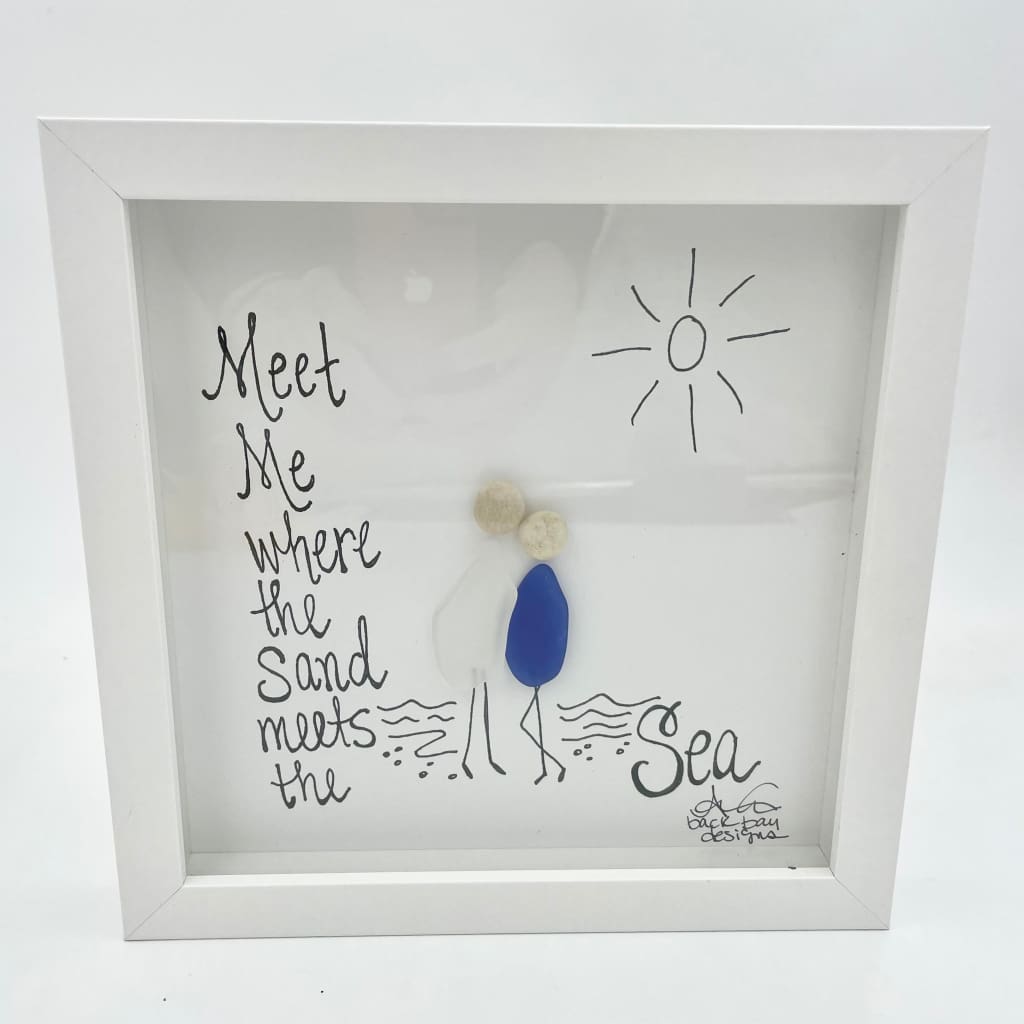 Sea Glass Art - Love Themed - Meet me Where... Sand Meets Sea - Housewares