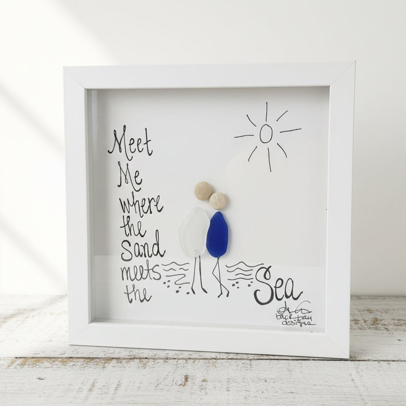 Sea Glass Art - Love Themed - Meet me Where... Sand Meets Sea - Housewares