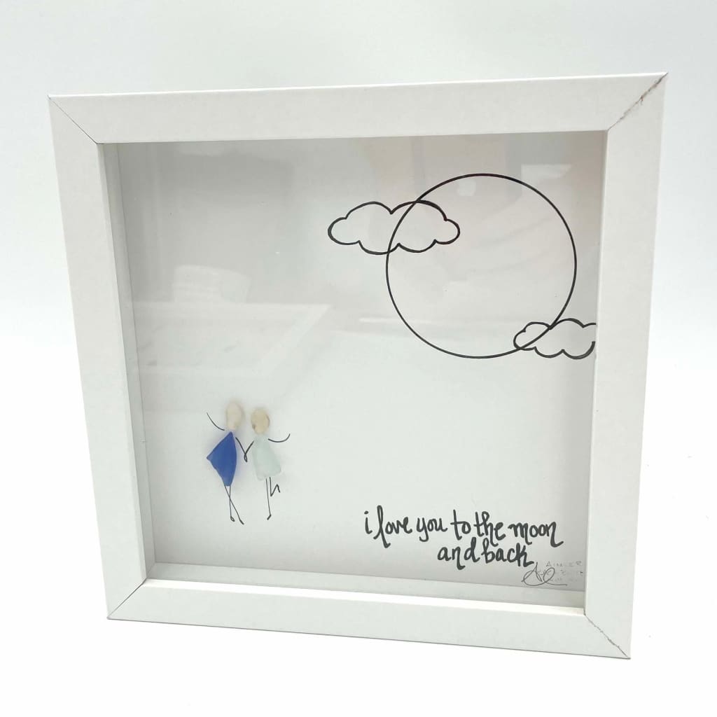 Sea Glass Art - Love Themed - Moon and Back - Housewares