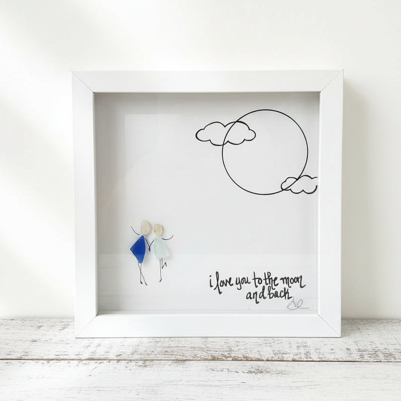Sea Glass Art - Love Themed - Moon and Back - Housewares