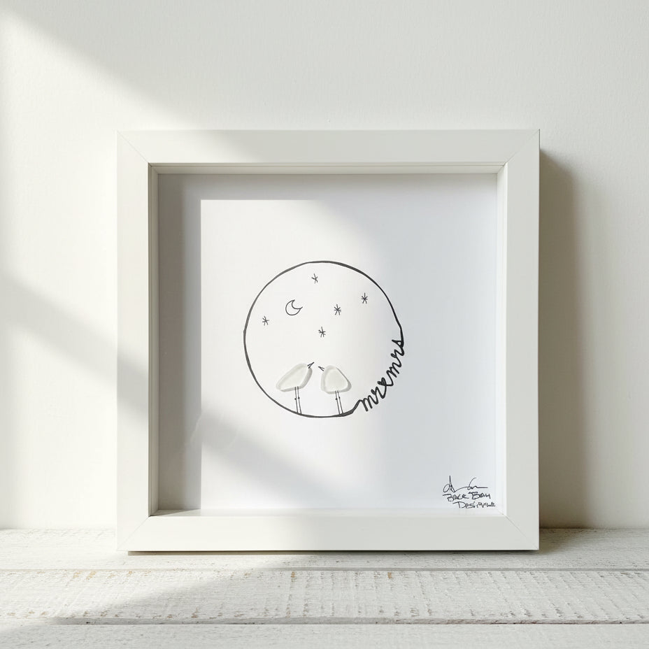 Sea Glass Art - Love Themed - Mr. & Mrs. Gulls - Housewares