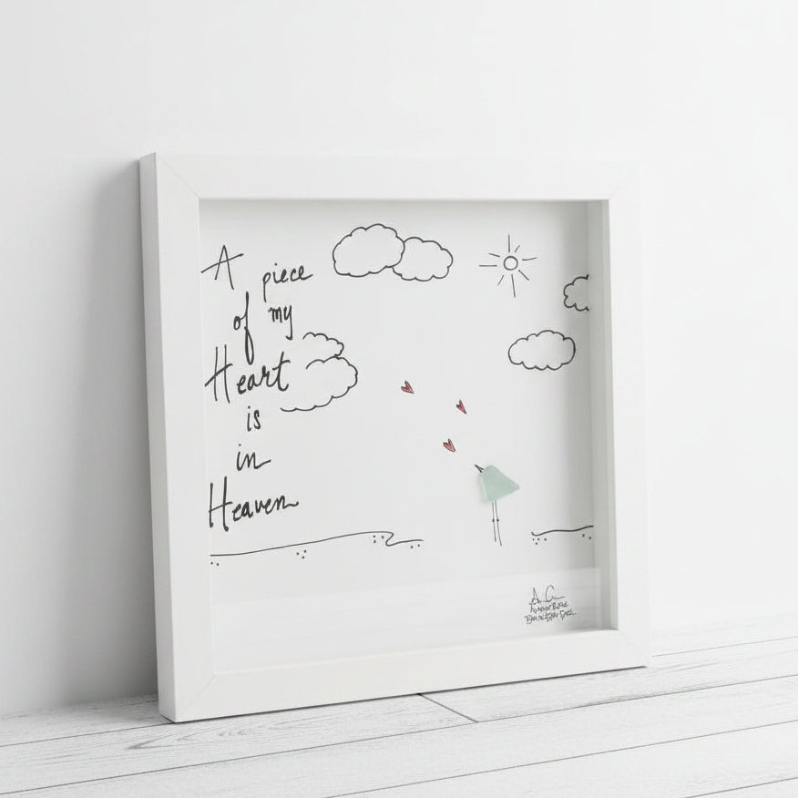 Sea Glass Art - Love Themed - Piece of my Heart in Heaven - Housewares
