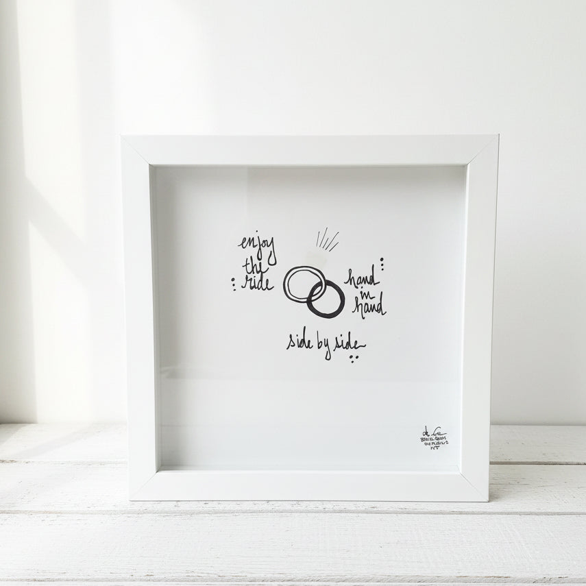 Sea Glass Art - Love Themed - Side by Side Rings - Housewares