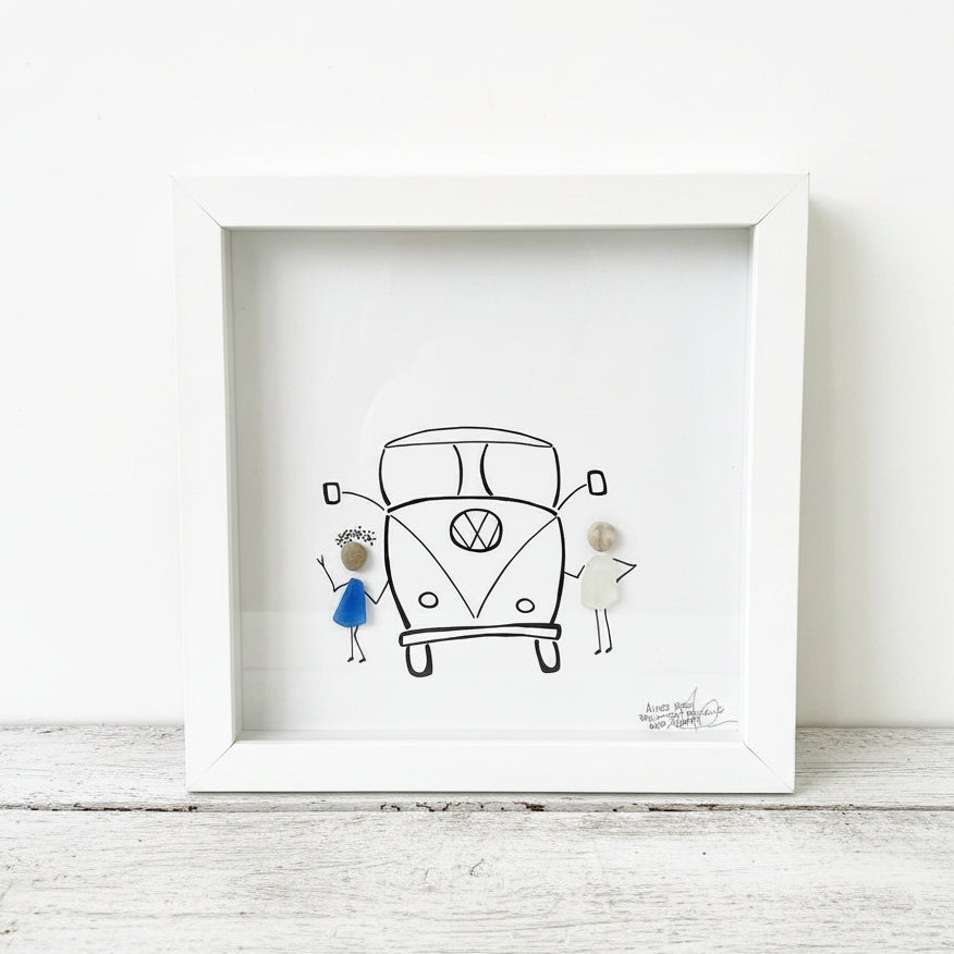 Sea Glass Art - Love Themed - VW Bride & Groom - Housewares