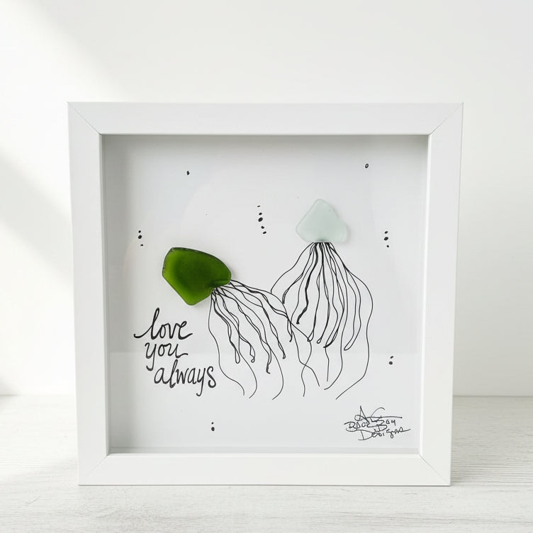 Sea Glass Art - Love Themed - Love You Always Jellyfish - Housewares