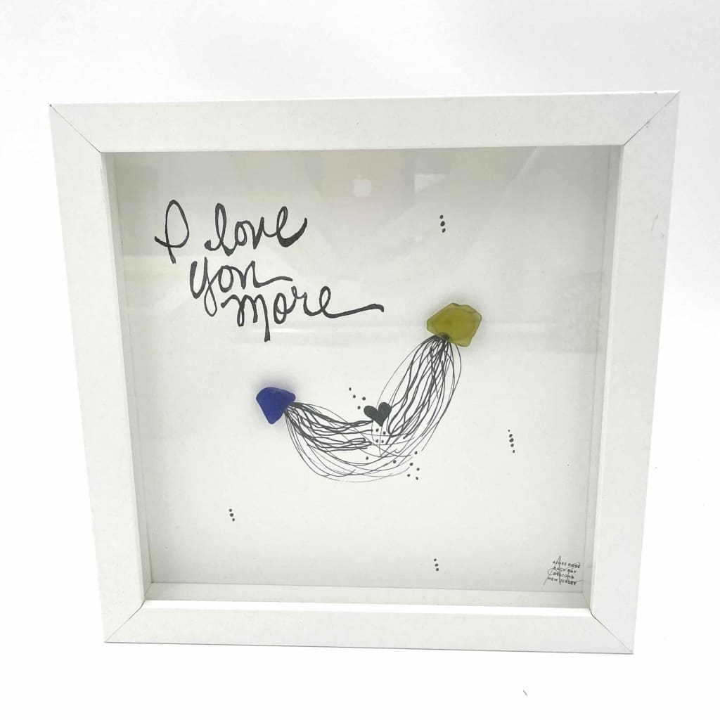 Sea Glass Art - Love Themed - Love You More Jellyfish - Housewares