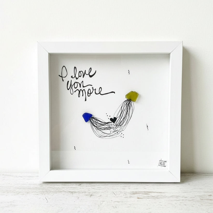 Sea Glass Art - Love Themed - Love You More Jellyfish - Housewares
