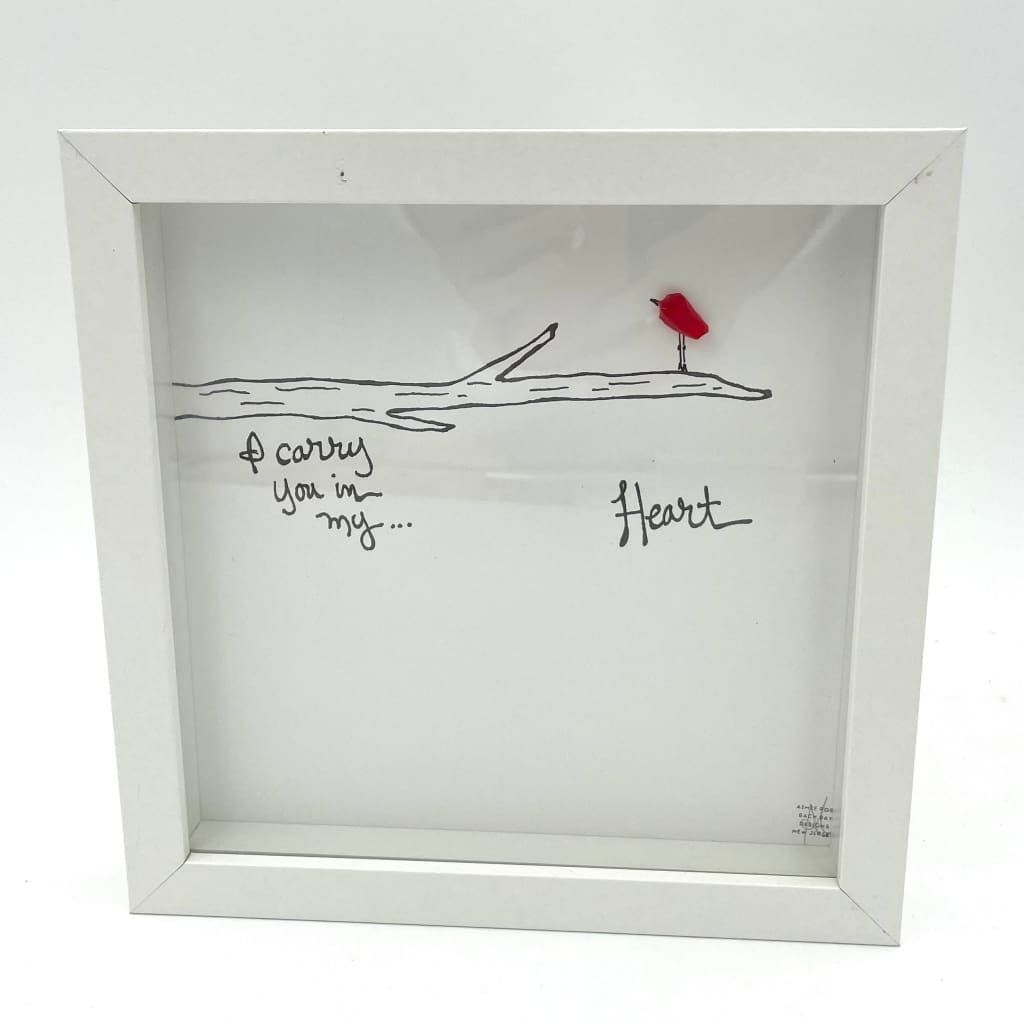 Sea Glass Art - Motivational/ Inspirational - Carry You in my Heart - Cardinal - Housewares