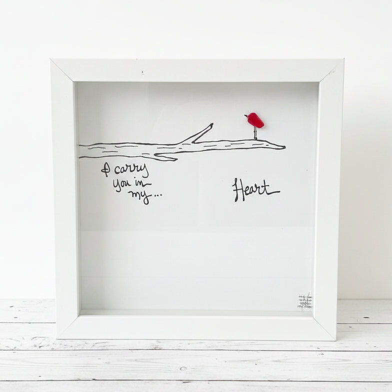 Sea Glass Art - Motivational/ Inspirational - Carry You in my Heart - Cardinal - Housewares