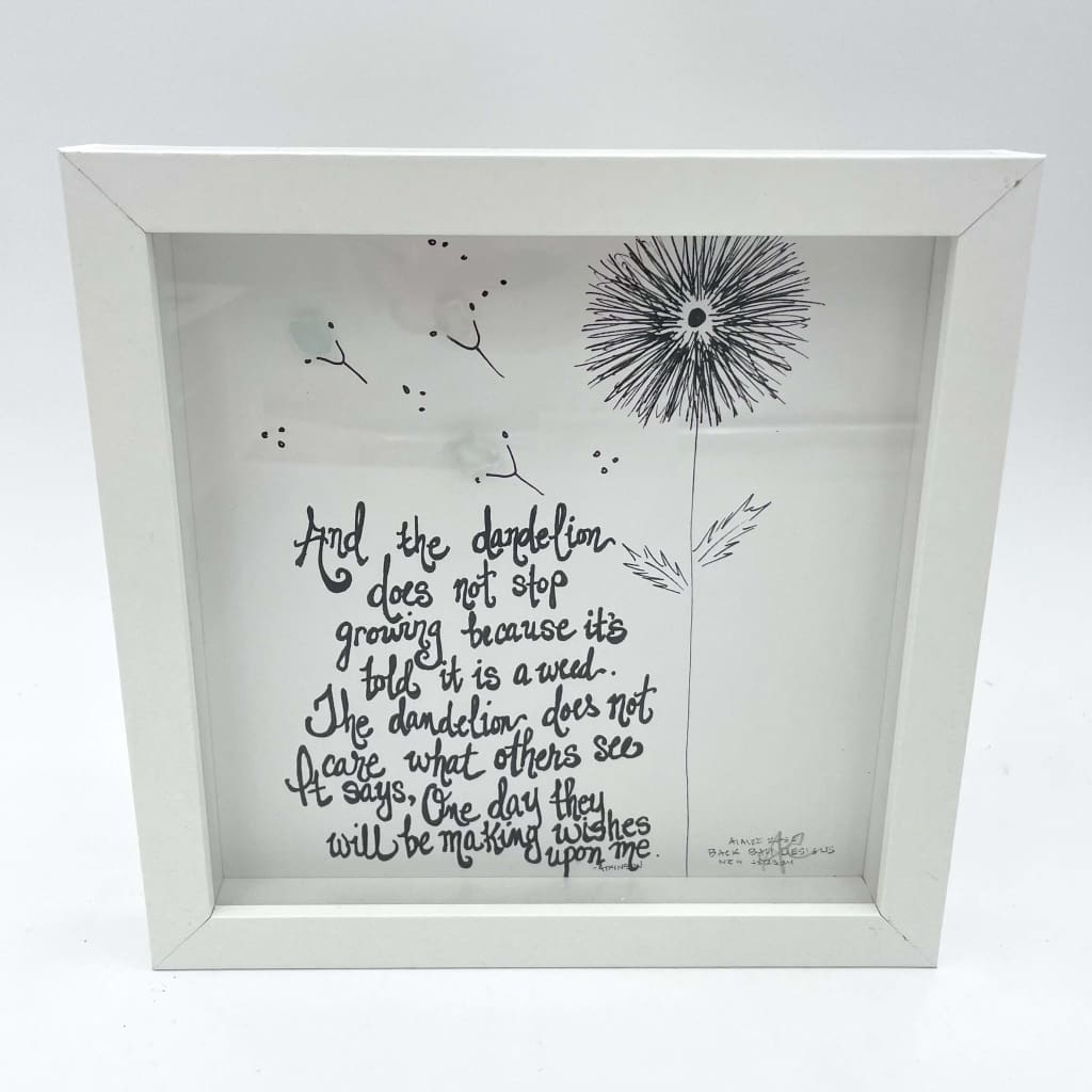 Sea Glass Art - Motivational/ Inspirational - Dandelion Does Not Stop - Housewares