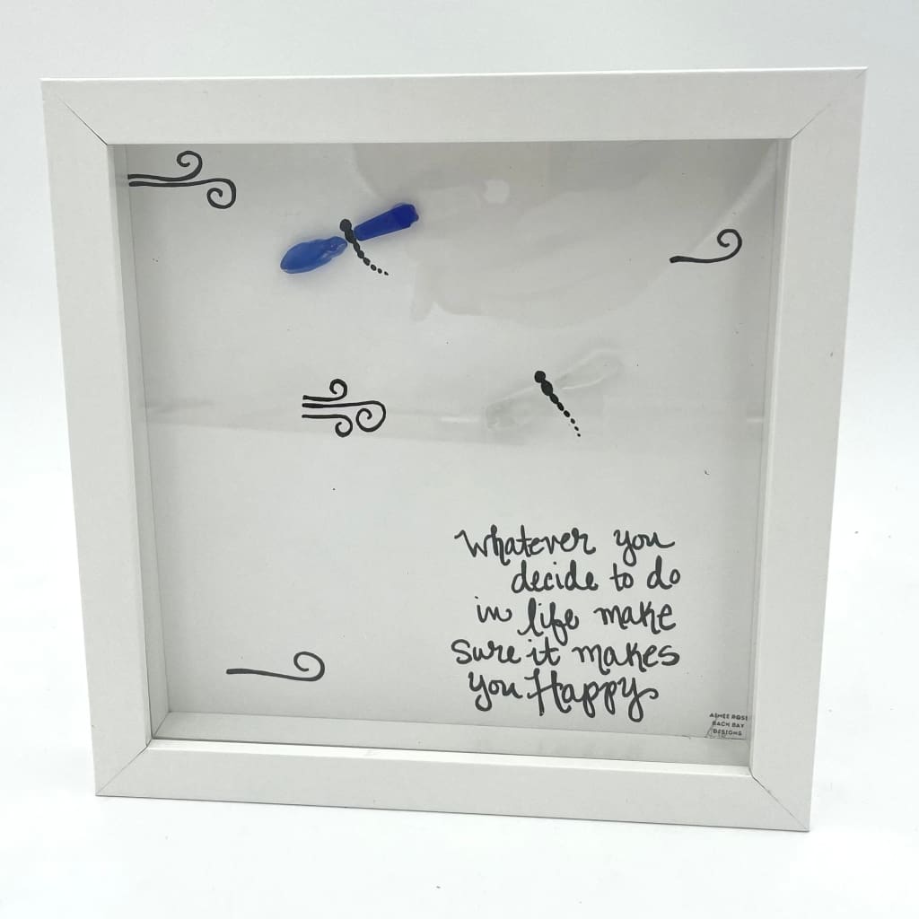 Sea Glass Art - Motivational/ Inspirational - Dragonfly Happy - Housewares