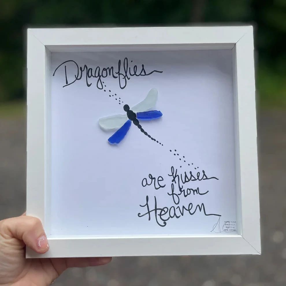 Sea Glass Art - Motivational/ Inspirational - Dragonfly Heaven - Housewares