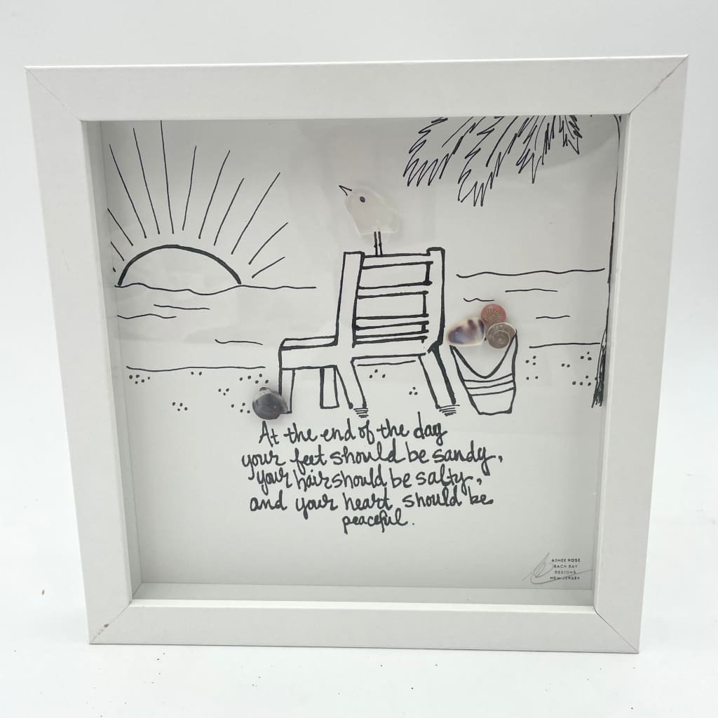 Sea Glass Art - Motivational/ Inspirational - End of Day - Sandy, Salty, Peaceful - Housewares
